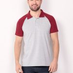 polo masculina cinza raglan