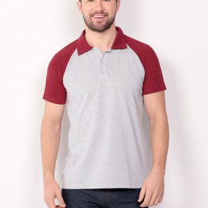 polo masculina cinza raglan