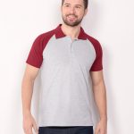 polo masculina cinza raglan