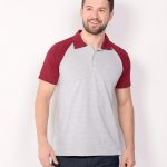 polo masculina cinza raglan