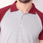 polo masculina cinza raglan