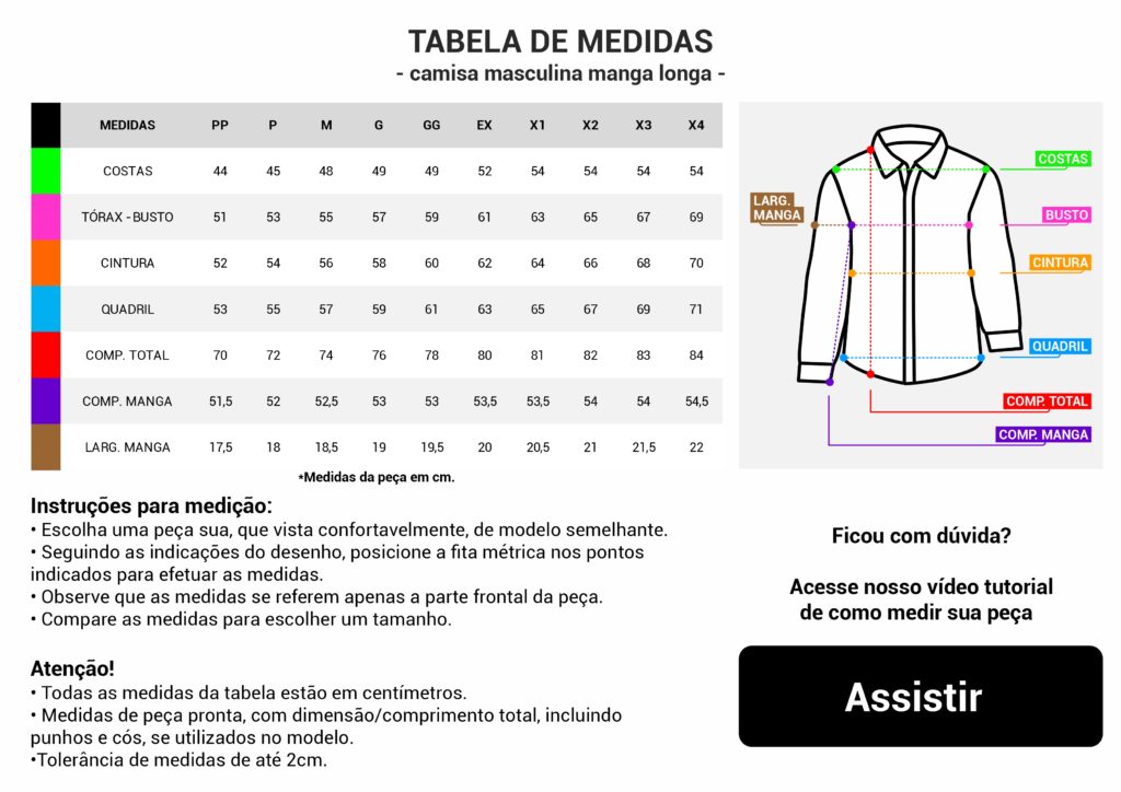 CAMISA MASCULINA MANGA LONGA