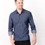 camisa jeans masculina azul marinho
