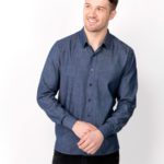 camisa jeans masculina azul marinho