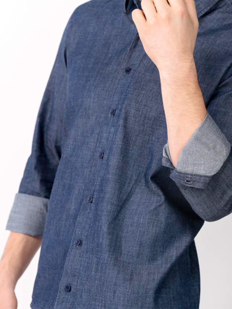 camisa jeans masculina azul marinho