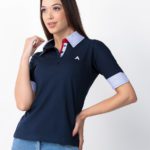 polo feminina detalhe manga debrum