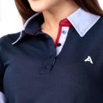 polo feminina detalhe manga debrum