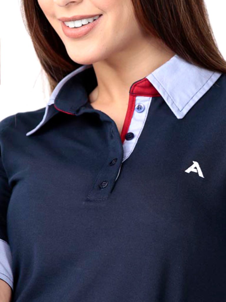 polo feminina detalhe manga debrum