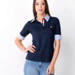 polo feminina detalhe manga debrum