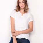 camisa gola v super touch feminina