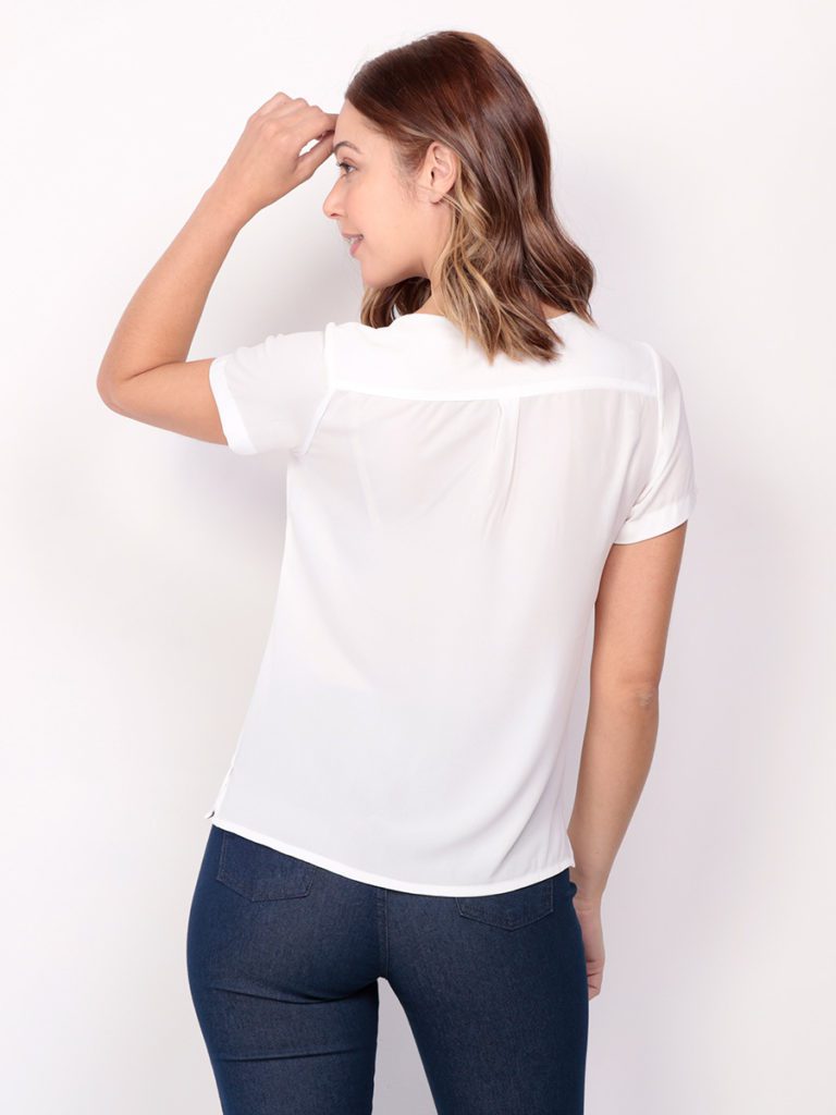 camisa gola v super touch feminina